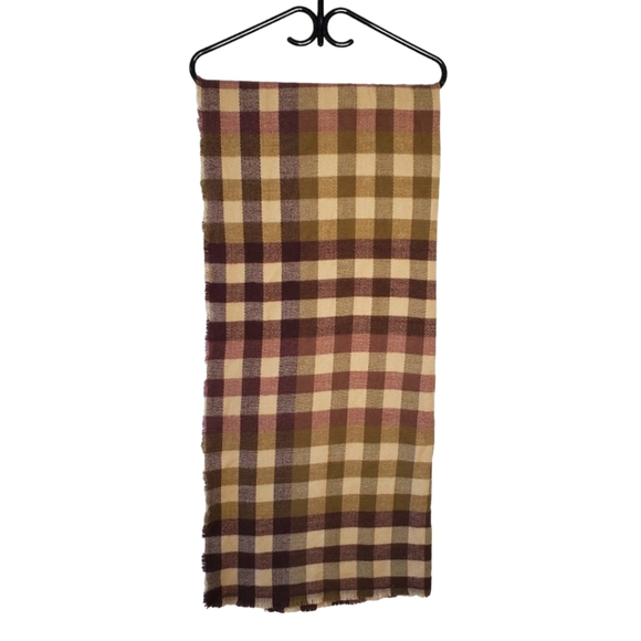 Large Zara green and purple plaid knit scarf - Picture 2 of 8